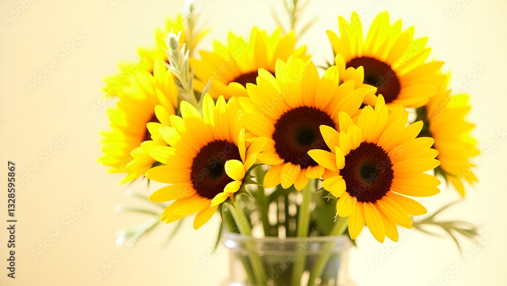 Obraz premium Title: A Vibrant and Cheerful Still Life of a Bouquet of Sunflowers