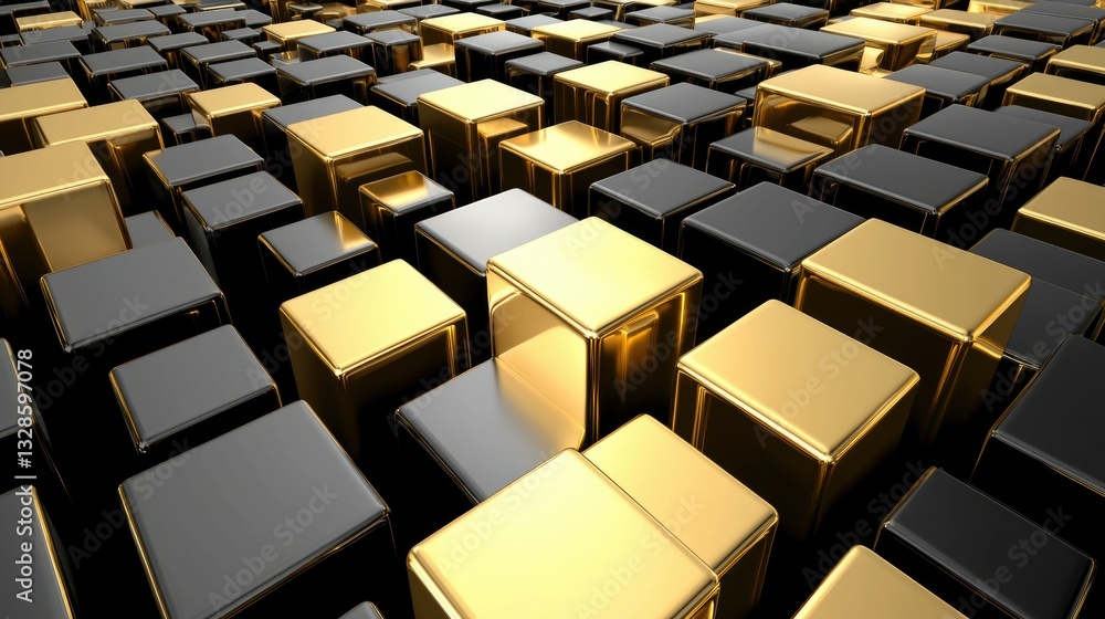 Abstract Composition of Gold and Black Blocks Creating a Modern Stylish Background Texture Abstract Composition of Gold and Black Blocks Creating a Modern Stylish Background Texture