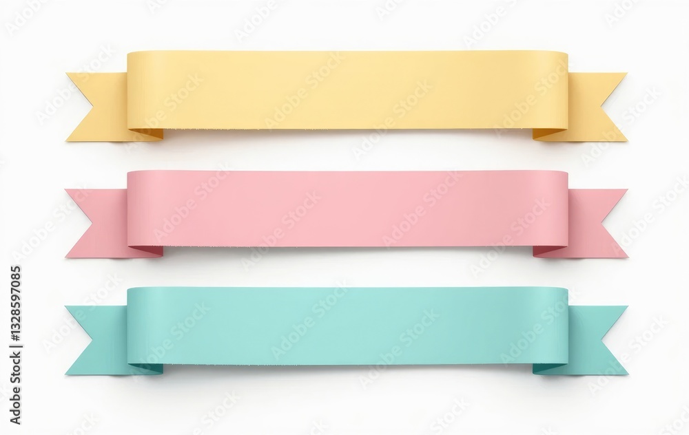 Pastel Ribbon Banner Set - Yellow, Pink, and Blue Design Elements Pastel Ribbon Banner Set - Yellow, Pink, and Blue Design Elements