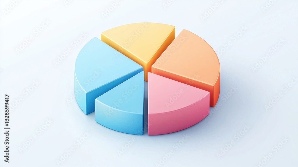 Colorful Pie Chart Segments on a Light Background for Data Presentation Colorful Pie Chart Segments on a Light Background for Data Presentation