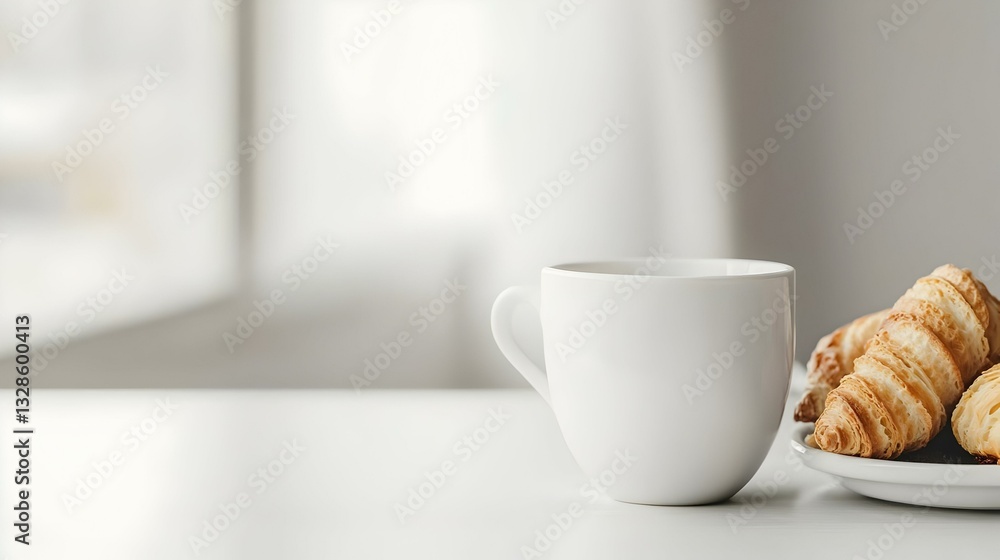 white cup on the white table over white white cup on the white table over white