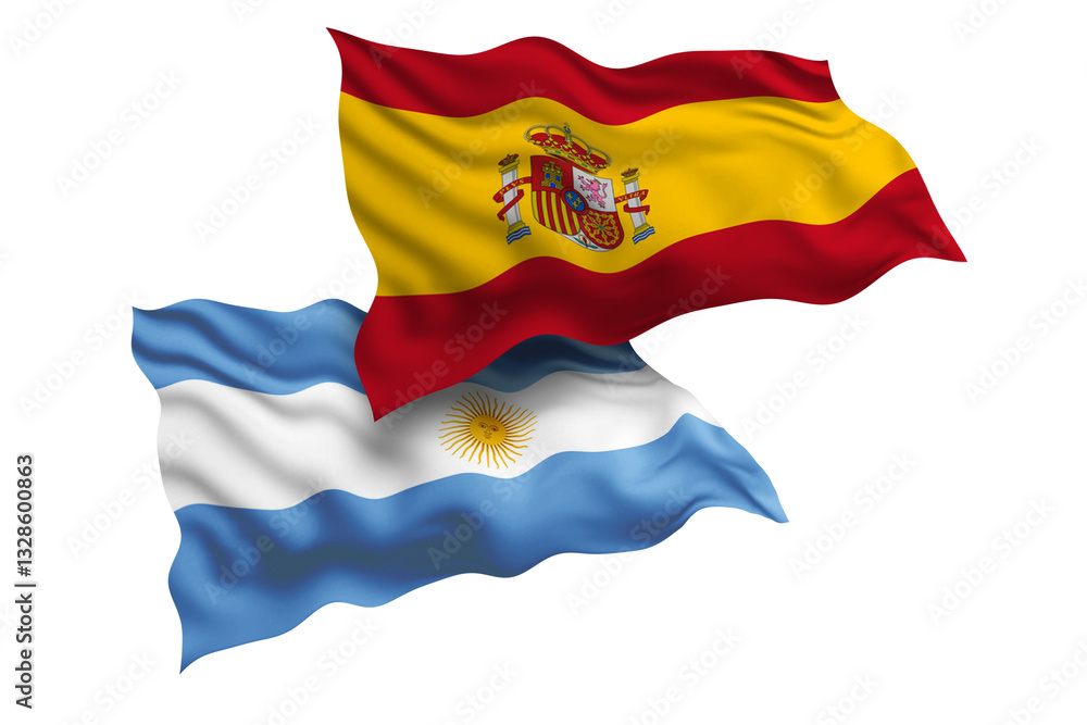 Fototapeta premium Spain and Argentina Friendship Flags Diplomatic Relations of Two countries, Sports competition