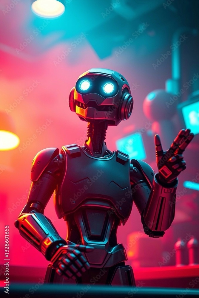 Fototapeta premium A robot making peace sign