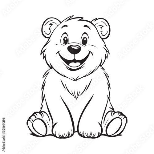 Cute teddy bear line art vector illustration style design