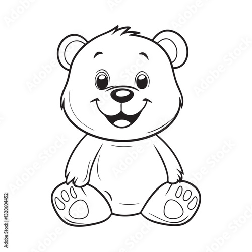 Cute teddy bear line art vector illustration style design