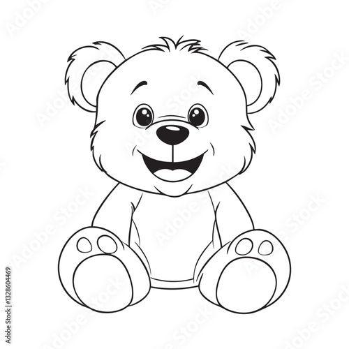 Cute teddy bear line art vector illustration style design