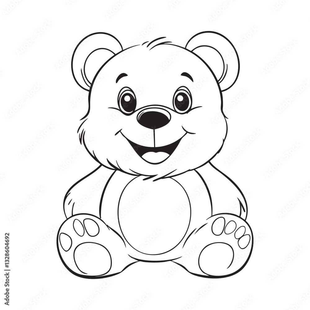 Fototapeta premium Cute teddy bear line art vector illustration style design