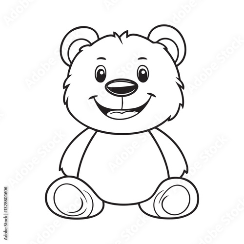 Cute teddy bear line art vector illustration style design