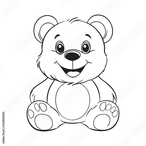 Cute teddy bear line art vector illustration style design