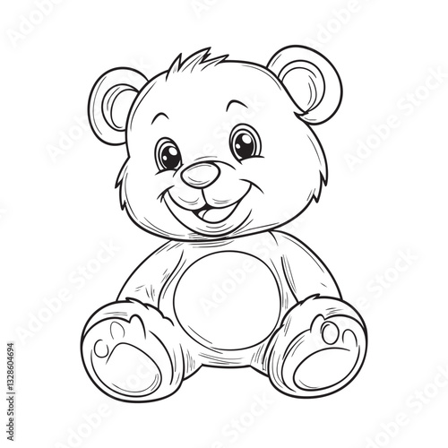 Cute teddy bear line art vector illustration style design