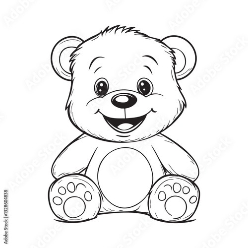 Cute teddy bear line art vector illustration style design