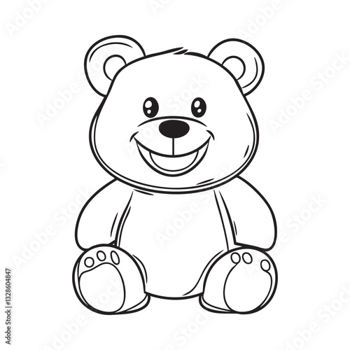 Cute teddy bear line art vector illustration style design