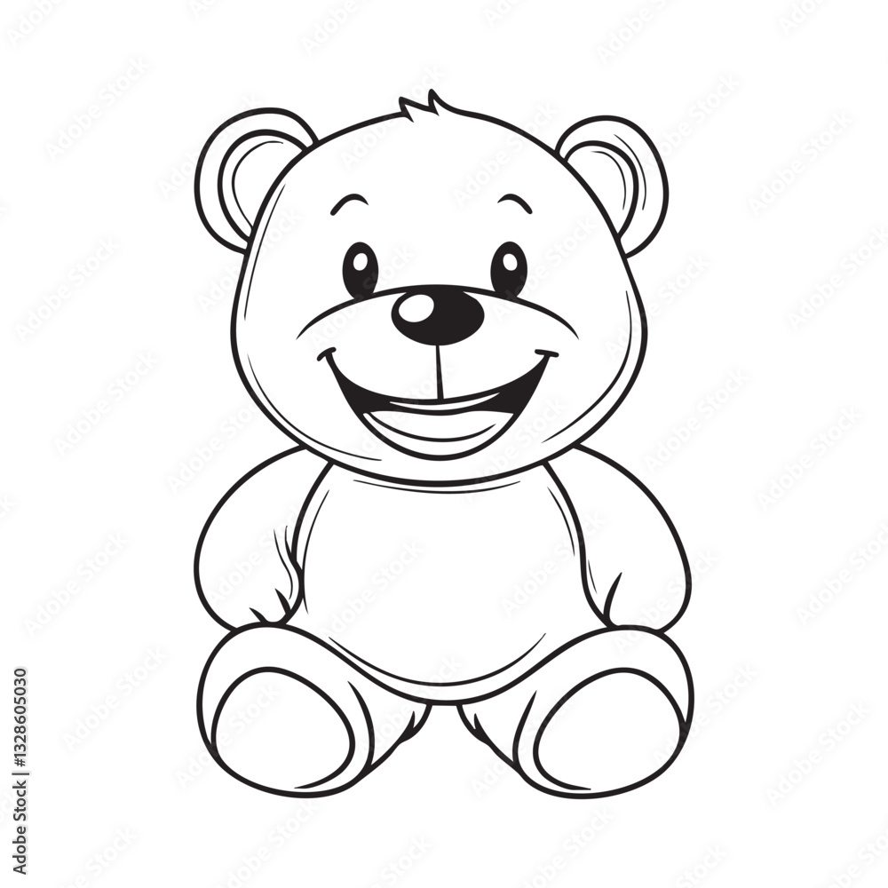 Fototapeta premium Cute teddy bear line art vector illustration style design