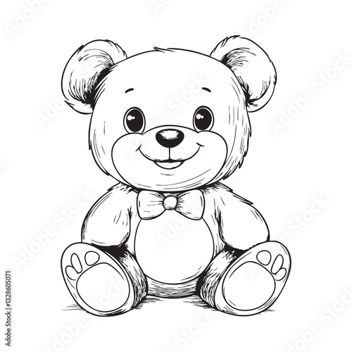 Cute teddy bear line art vector illustration style design