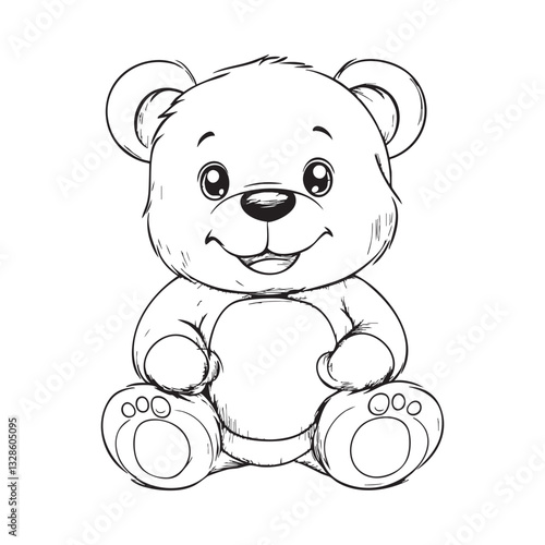 Cute teddy bear line art vector illustration style design