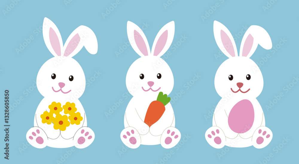 Set of spring Easter white bunny character.
Cute Easter rabbit design.
Flat stock vector illustration.
Good for card,poster, banner, leaflet. Set of spring Easter white bunny character.
Cute Easter rabbit design.
Flat stock vector illustration.
Good for card,poster, banner, leaflet.