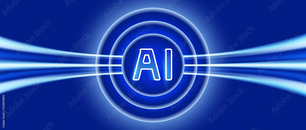 Obraz premium Blue background of future AI technology