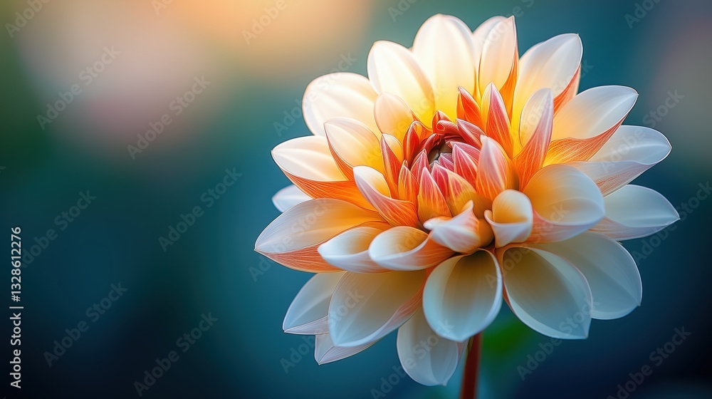 Fototapeta premium Elegant Close-Up of a Beautiful Flower with Soft Petals and Warm Tones in a Serene Natural Background at Sunset