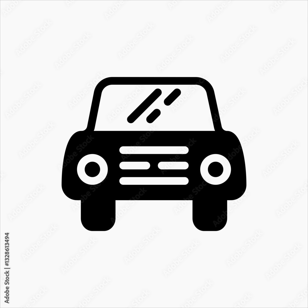 Design Illustration graphic of front view car icon with glyph style. Suitable for UI, mobile design, web design, etc. Design Illustration graphic of front view car icon with glyph style. Suitable for UI, mobile design, web design, etc.