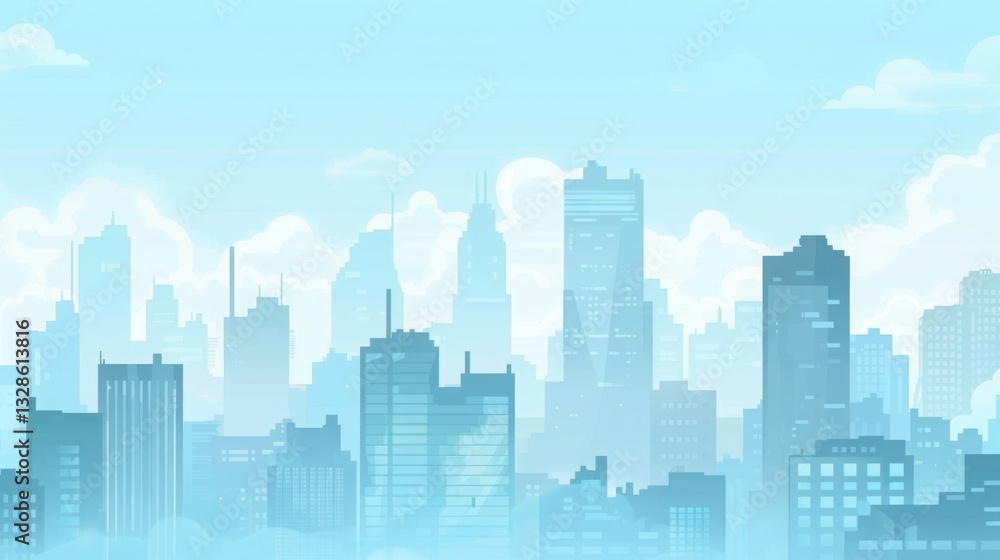 Elegant semi-transparent light blue skyscrapers background image representing business concept, neat arrangement, high-quality urban architecture Elegant semi-transparent light blue skyscrapers background image representing business concept, neat arrangement, high-quality urban architecture