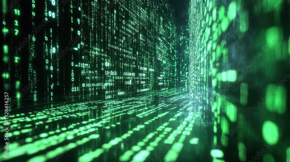 Futuristic Cybersecurity Interface with Scrolling Code Futuristic Cybersecurity Interface with Scrolling Code