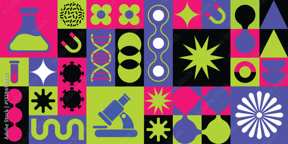 Set of geometric shape of chemistry and science vector background