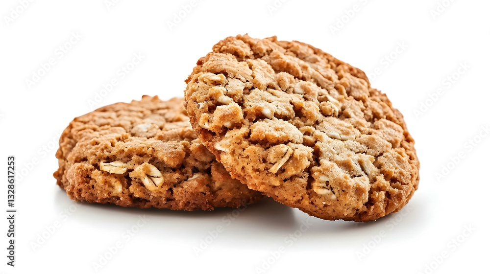 oatmeal cookies whole and cut on white oatmeal cookies whole and cut on white
