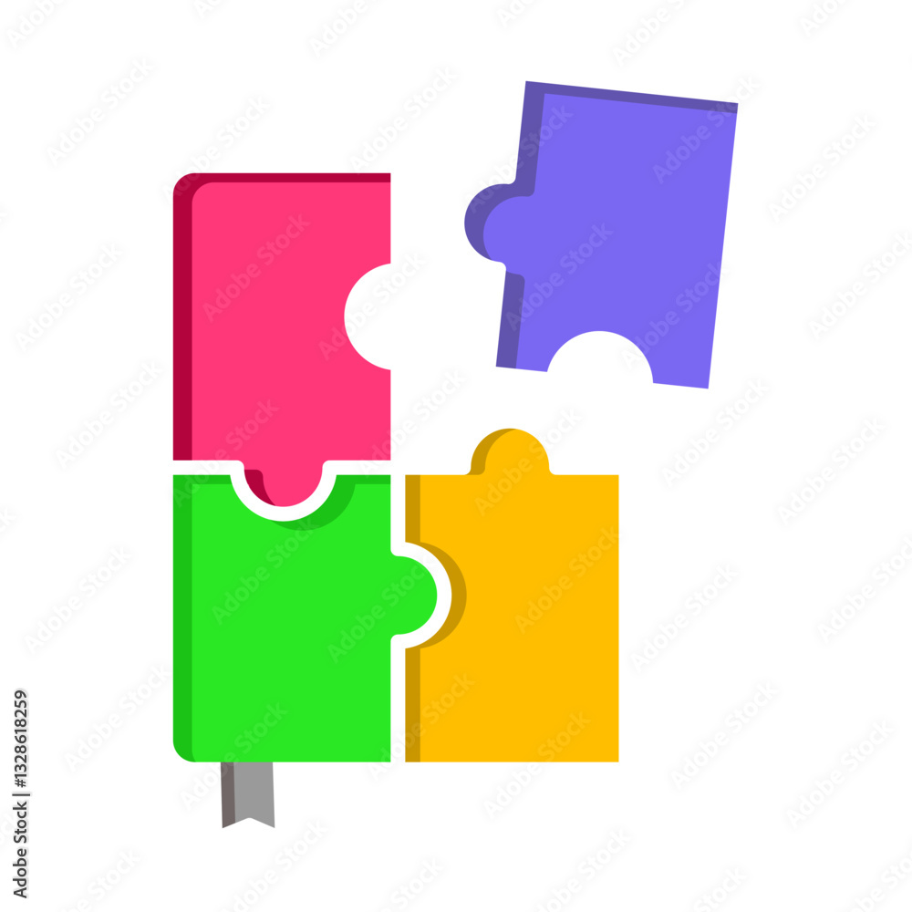 Puzzle Book Education Icon Flat Design Puzzle Book Education Icon Flat Design