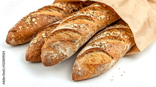 rye wheat multigrain baguettes in a paper bag
