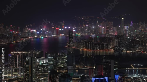 Wallpaper Mural Drone shot of Hong Kong central during night time Torontodigital.ca