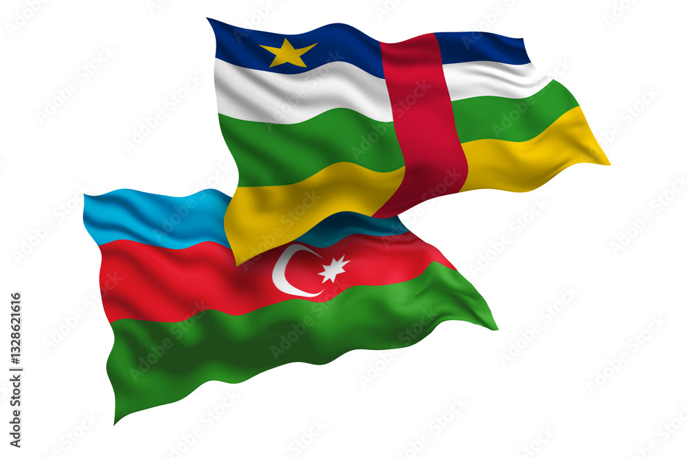 Obraz premium Central African Republic and Azerbaijan Friendship Flags Diplomatic Relations of Two countries, Sports competition