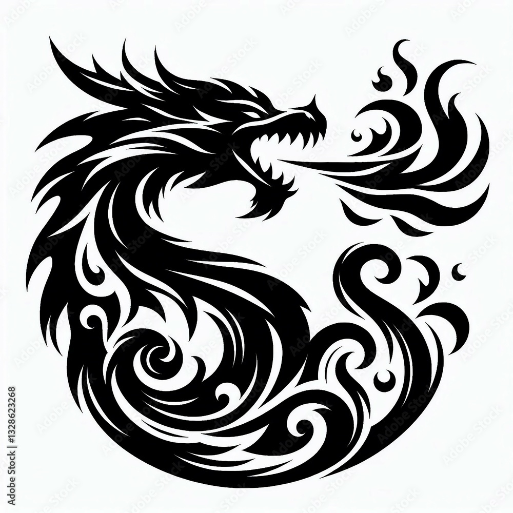 Obraz premium Tribal Dragon Fire Breath Design