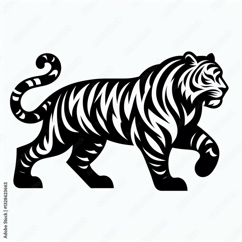 Fototapeta premium Striking Black White Tiger Design