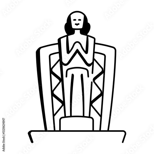 A hand drawn style icon depicting an art deco

