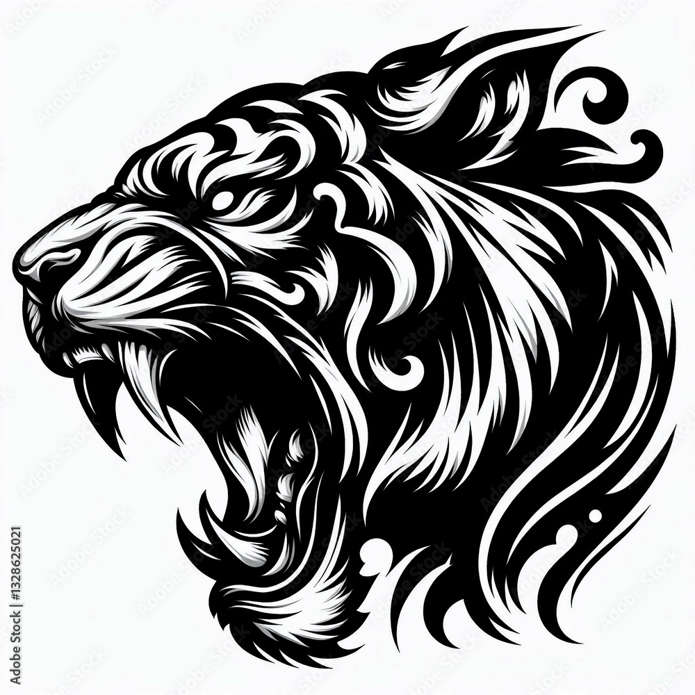 Ornate Roaring Tiger Head Tattoo Design Ornate Roaring Tiger Head Tattoo Design