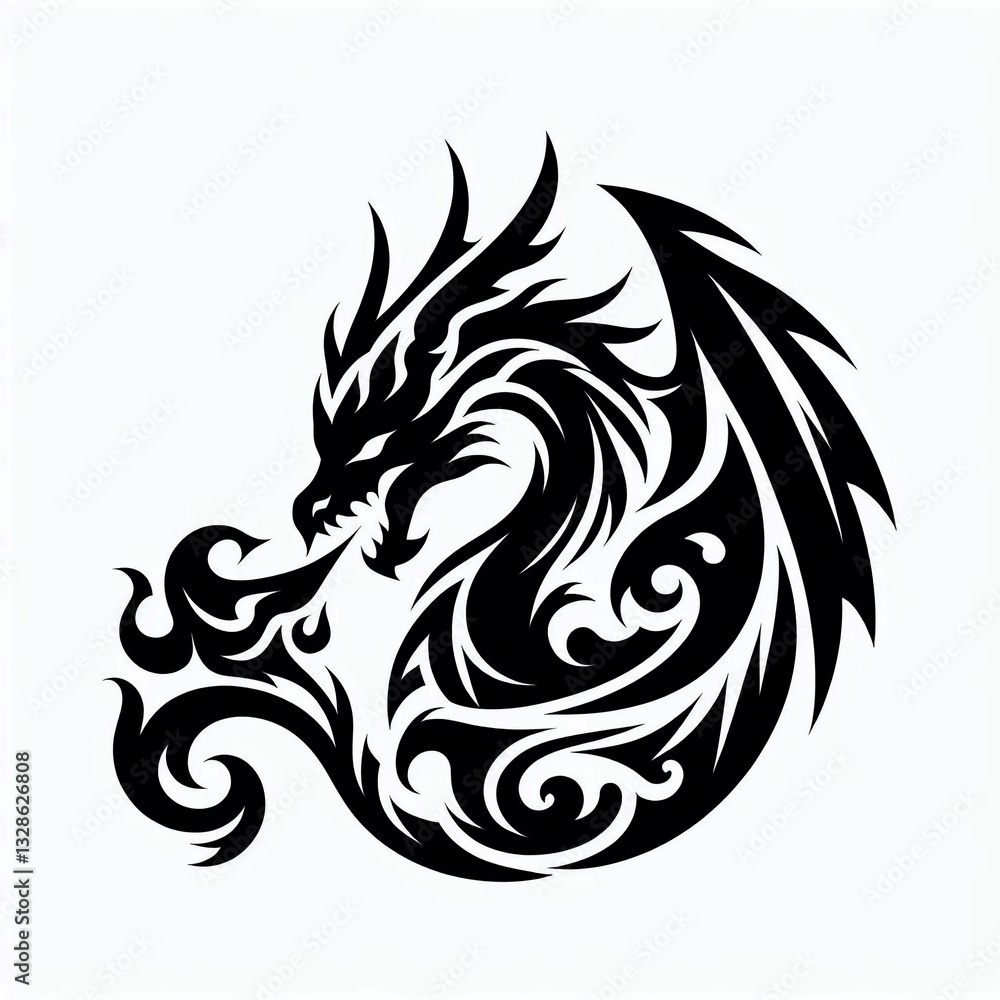 Obraz premium Tribal Dragon Design Art Print