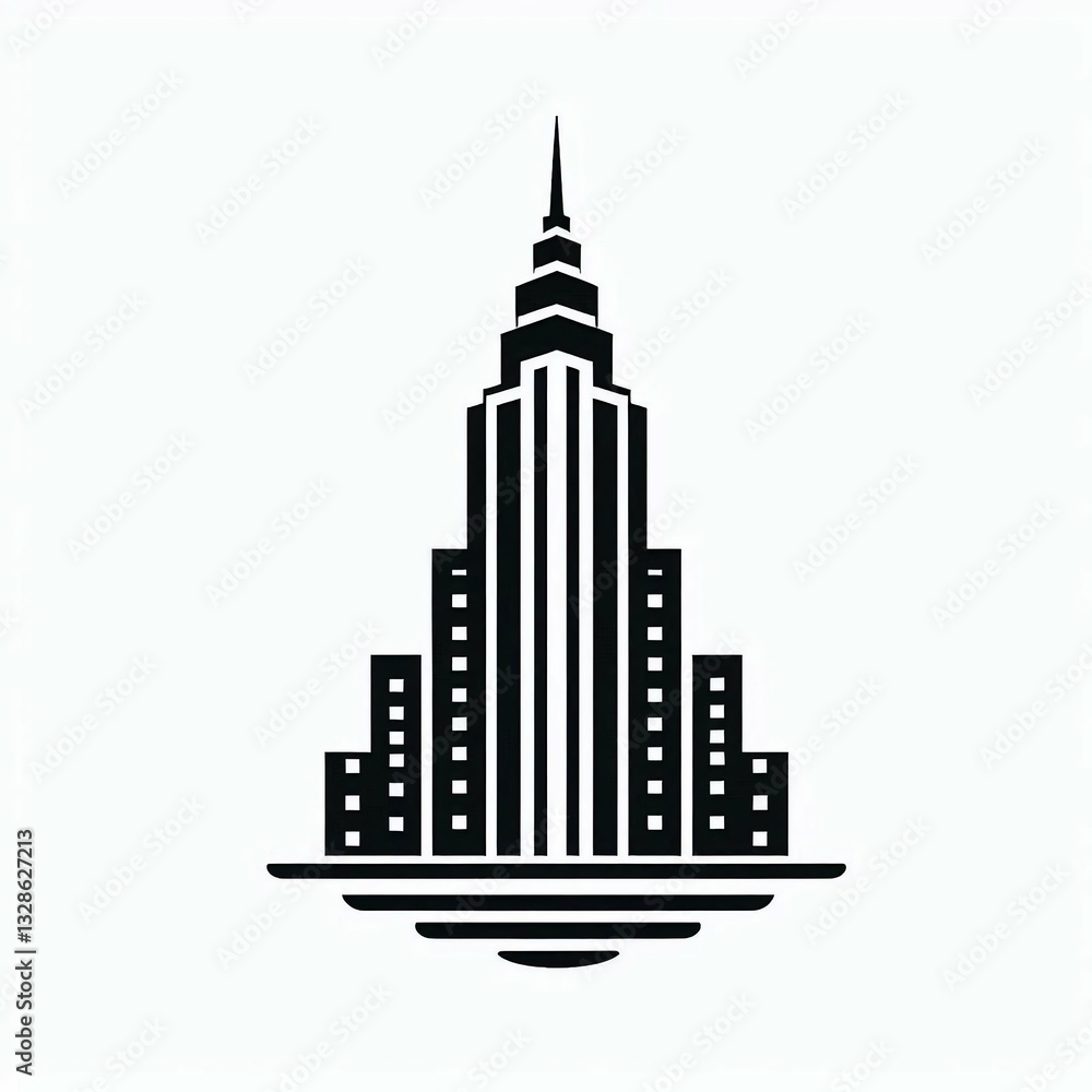 Fototapeta premium Cityscape Silhouette Modern Skyscraper Icon