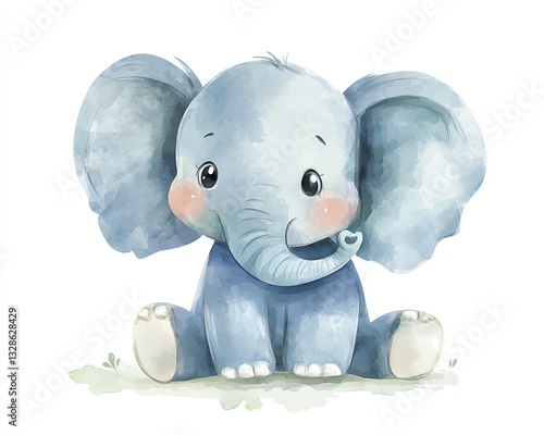 cute baby elephant isolated on white background