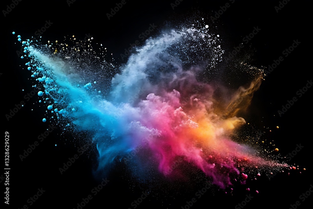 Naklejka premium Colorful explosion of powdery dust