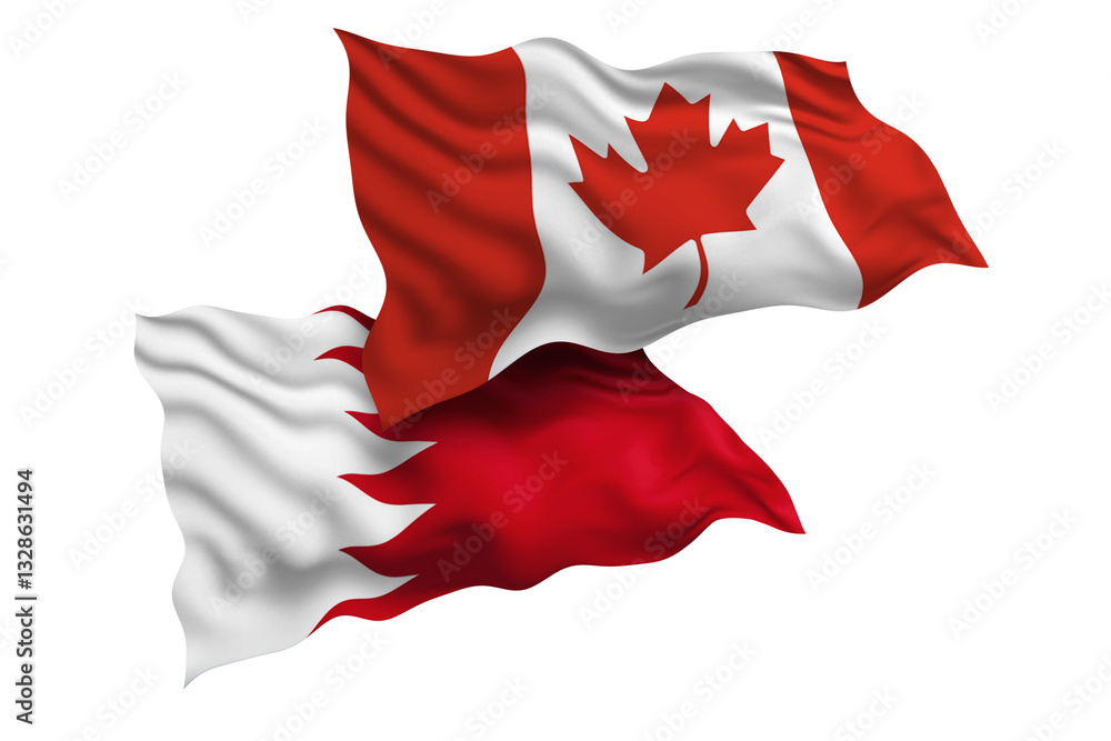 Canada and Bahrain Friendship Flags Diplomatic Relations of Two countries, Sports competition Canada and Bahrain Friendship Flags Diplomatic Relations of Two countries, Sports competition