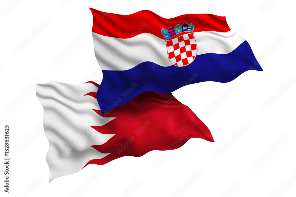 Naklejka premium Croatia and Bahrain Friendship Flags Diplomatic Relations of Two countries, Sports competition