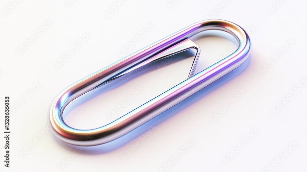 Oval metal clip, 3D render, studio shot Oval metal clip, 3D render, studio shot