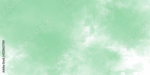 Light Green Water Color Texture Background. Abstract watercolor clouds pattern in green tones. Spring background with place for text.	