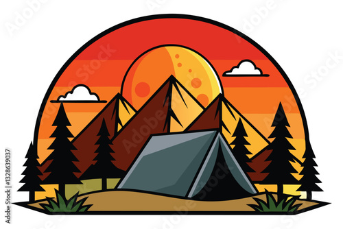 Outdoor Recreation, Nature Lover, Wilderness Camping, Mountain Hiking, Adventure Seeker, Sunset Silhouette