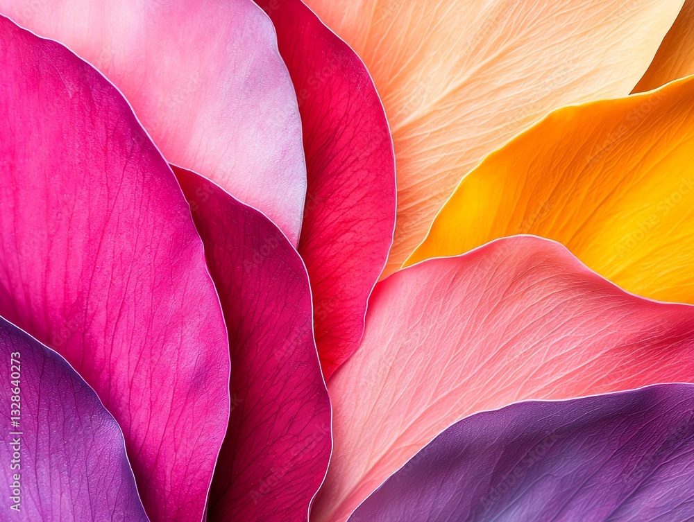 Macro of wildflower petals showing organic textures and vibrant hues, natural vibrancy, flora focus Macro of wildflower petals showing organic textures and vibrant hues, natural vibrancy, flora focus