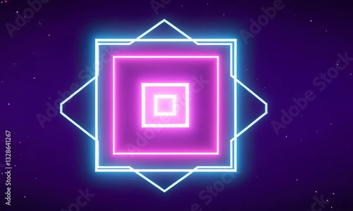 Neon Cloud Icon Animation with Falling Confetti on Dark Background