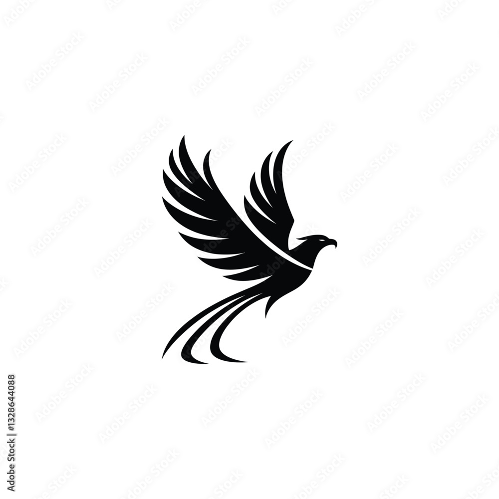Fototapeta premium Elegant Flying Eagle Silhouette Logo - Black and White Vector Design