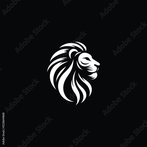 Majestic Lion Head Logo - Elegant Black and White Vector Design