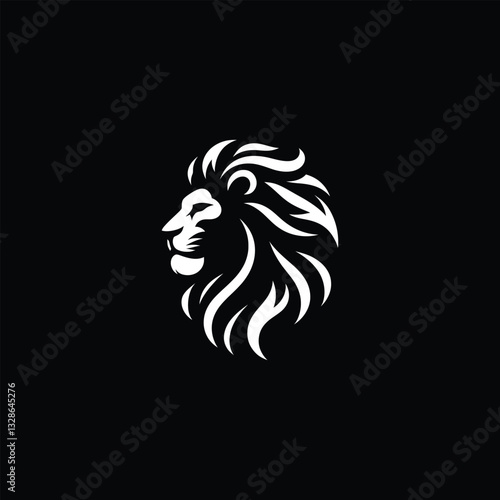 Majestic Lion Head Logo - Elegant Black and White Vector Design