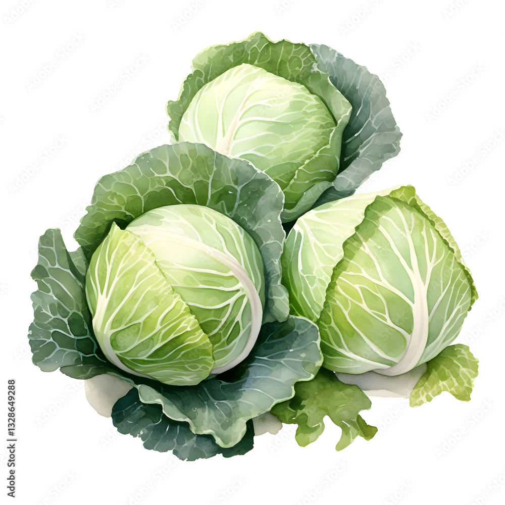 Fototapeta premium Digital technology cabbage watercolor design illustration